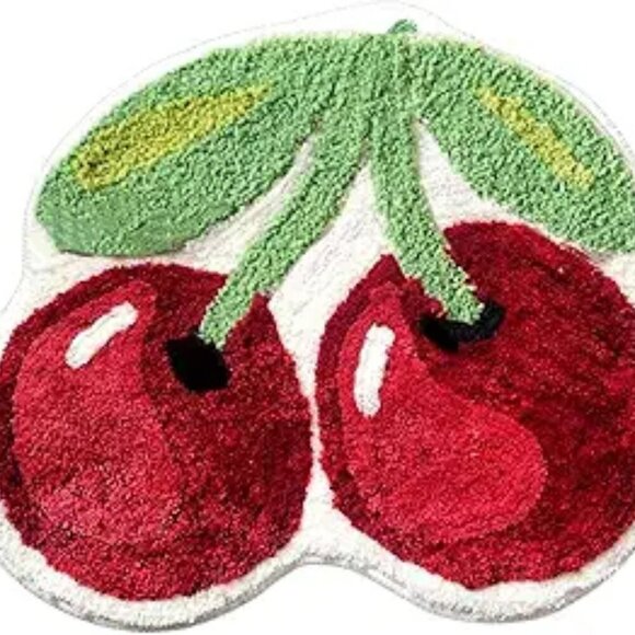 Cherry Bath Mat Cute Non Slip Absorbent Rug for Bathroom Shower Kids Room - Picture 7 of 7